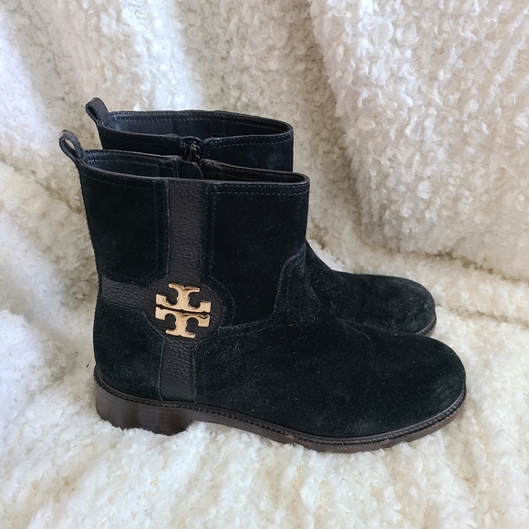 Tory Burch Shoes - Tory Burch Alaina Black Suede Leather Ankle Boots sz 8